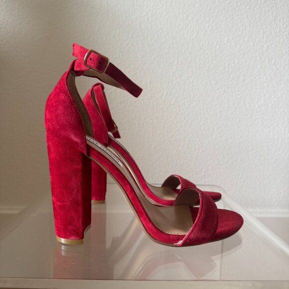 Steve Madden Carrson Red Suede Block Heel Sandals | Size 8 | NWOT - Picture 2 of 16